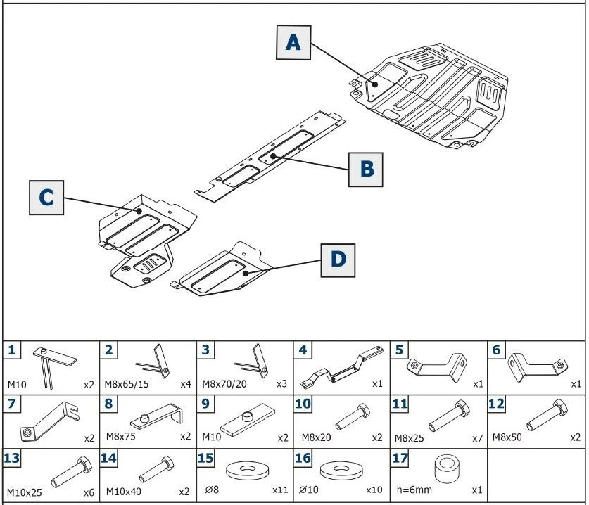 Metal protection for Mitsubishi Outlander 2,0; 2,4; 3,0 (2012-)