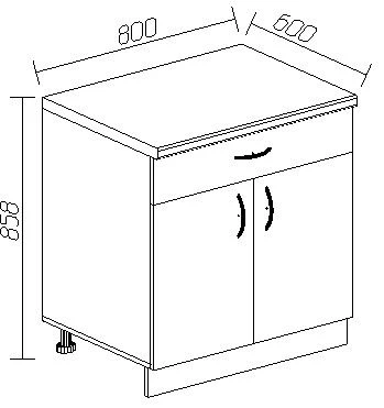 Floor standing kitchen cabinet with drawer 800