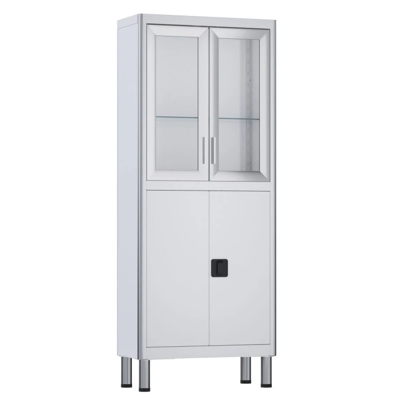??-02-"???" (???-7648.12) Two-section medical cabinet, two-leaf, made of aluminium profile and carbon steel, with glass