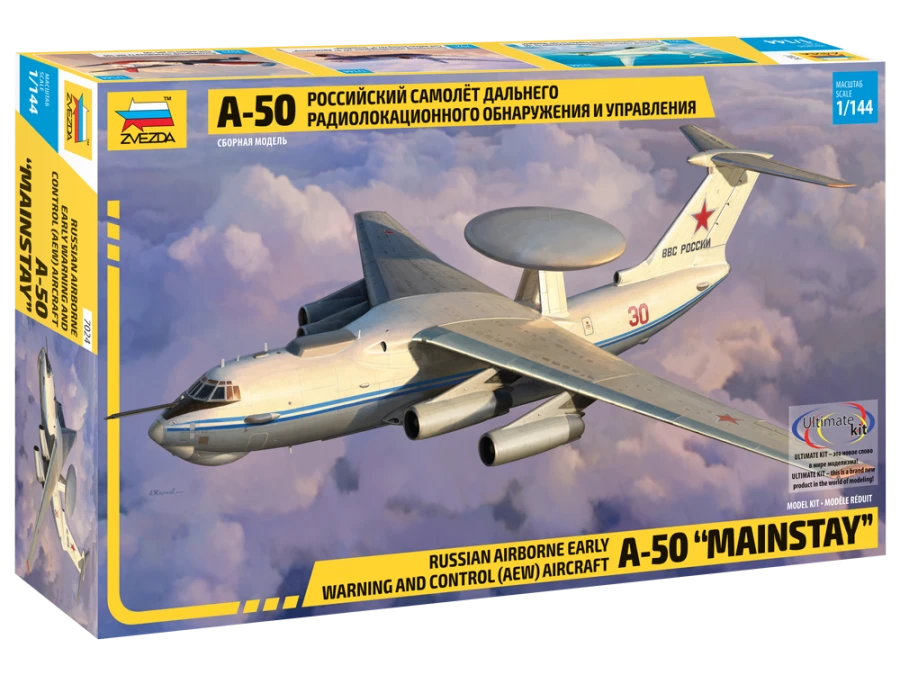 Assembled model Russian A-50 long-range radar detection aircraft