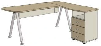 Ergonomic right composite table on metal frame. Set of furniture "Gamma"