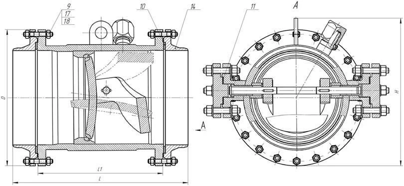 Butterfly valves SAZ 44077 DN 150-1000 PN 2,5-4,0 MPa