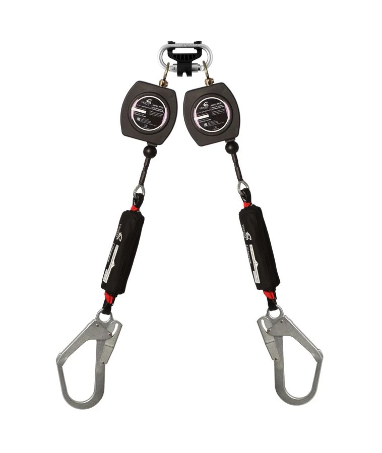 Two-shoulder retracting type safety device "HB-02 cable" with carabiner , item number vnt HB02C duo 0051