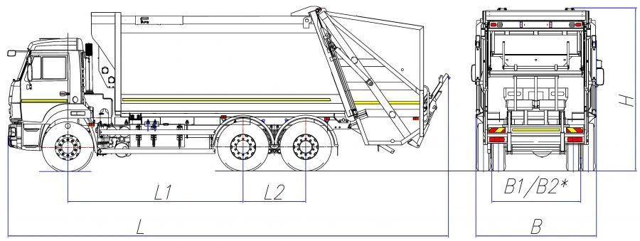 Rear-loading rubbish truck model MK-4543-07