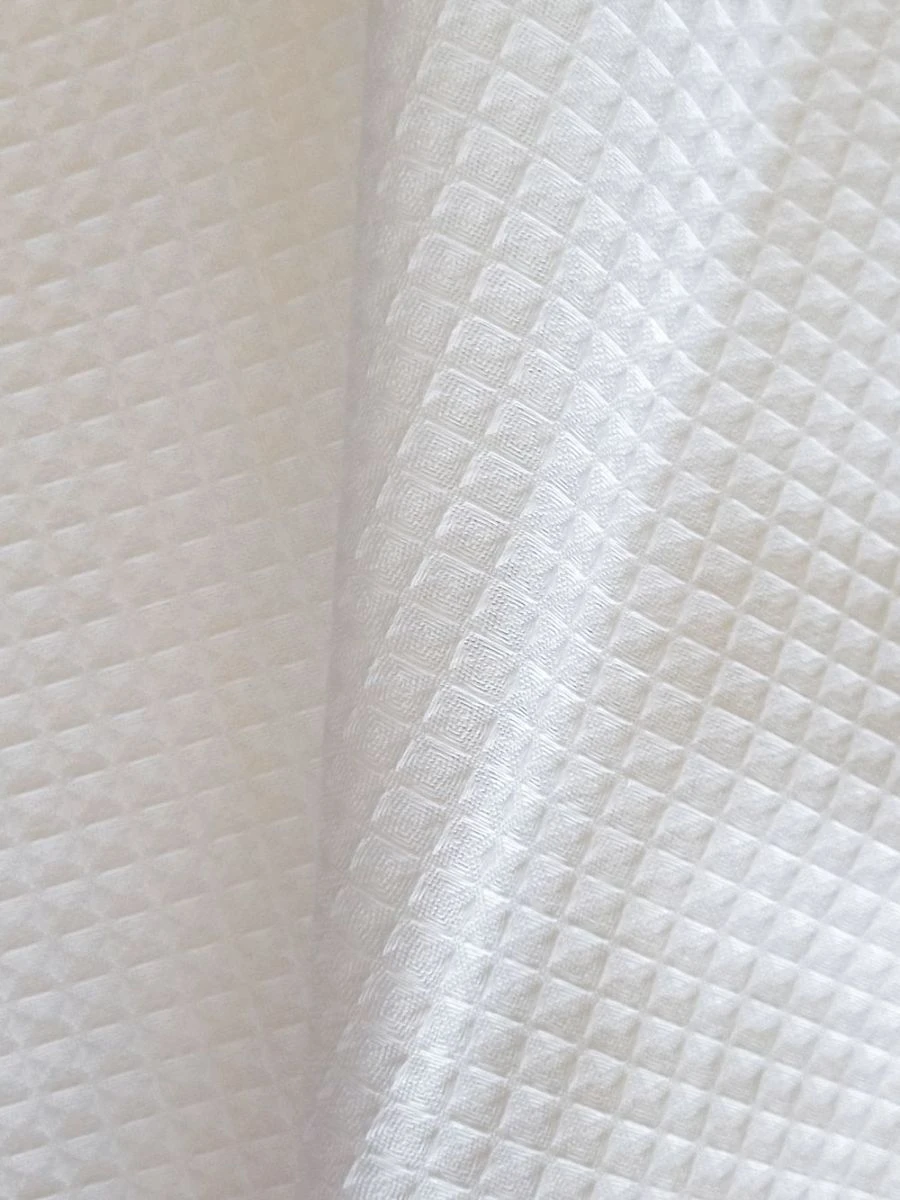 Cotton waffle weave towelling fabric "Aurora" bleached, w.p.l. 155 g/m², width 150 cm, 100% cotton. 155 g/sq.m, width 150 cm, 10