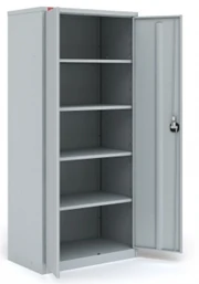 Metal-framed filing cabinet. Metal