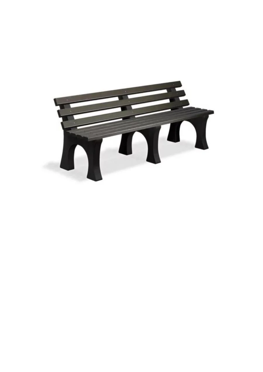 Polymer-sand composite bench with backrest