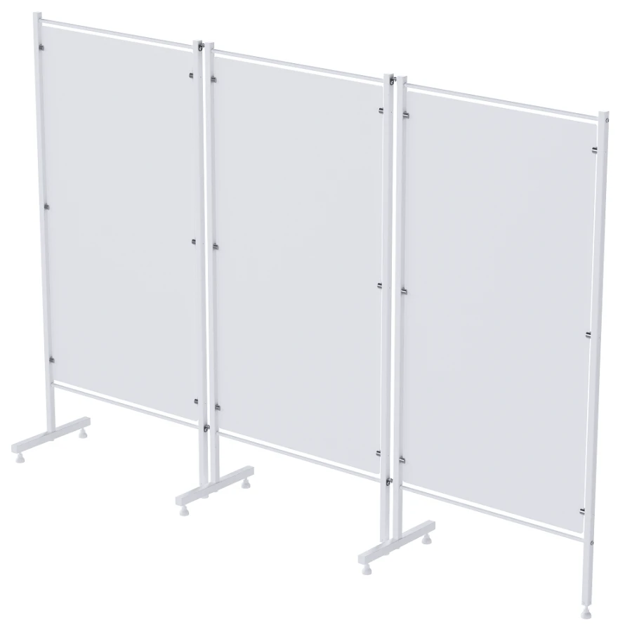 SHM - "MSC"(MSC-35303P-01) Medical screen made of stainless steel, without wheels, three-sectional, with plastic.