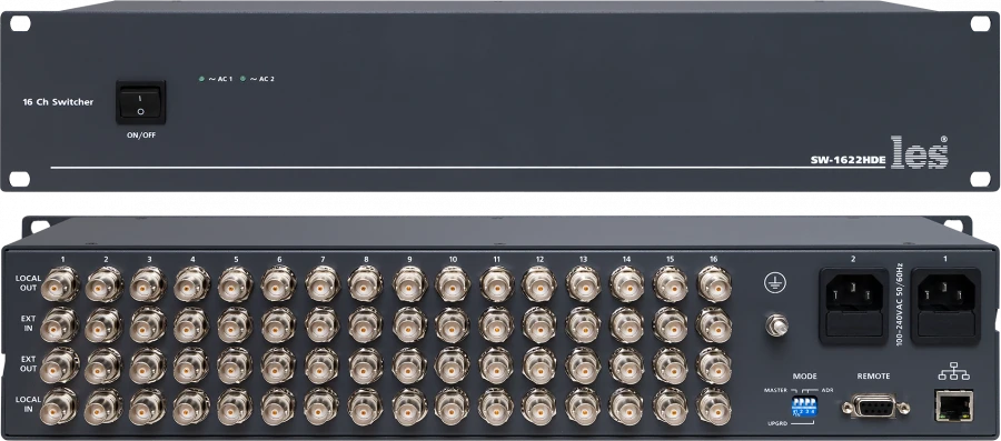 SW-1622HDE - 16 channel switcher for CVBS, 3G/HD/SD-SDI and DVB-ASI signals.