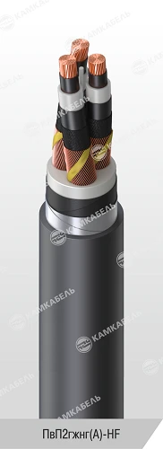 Power cable with copper conductors insulated with cross-linked polyethylene for voltage 6, 10, 15, 20, 30 and 35 kV grade PvP2gz