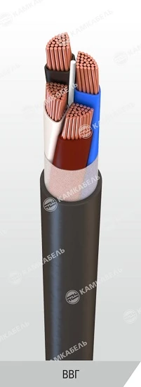 Power cable with copper conductors, polyvinylchloride plasticate insulation for voltage 0,66; 1 kV of VVG grade