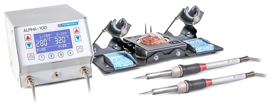 Soldering station two-channel ALPHA-102 ~220 V with 2 soldering irons