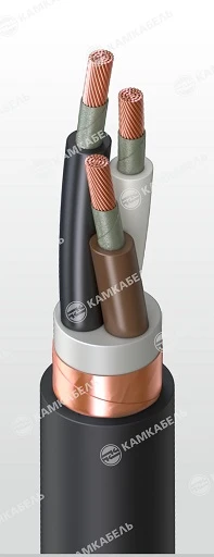 Power cable with copper conductors, insulation made of polyvinylchloride plasticate of reduced fire hazard, for rated alternatin