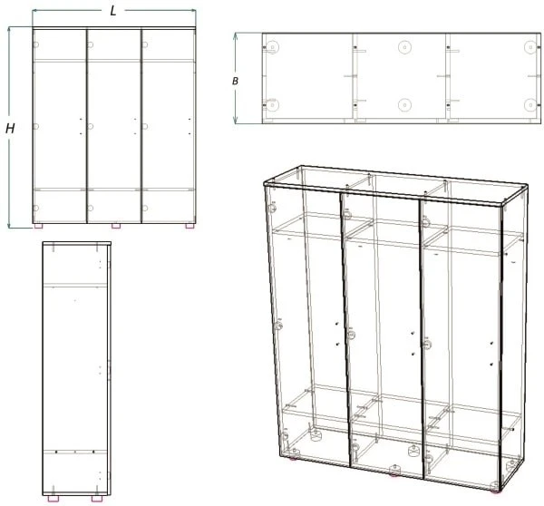 Children's sectional wardrobe for clothes (DSSHO series)