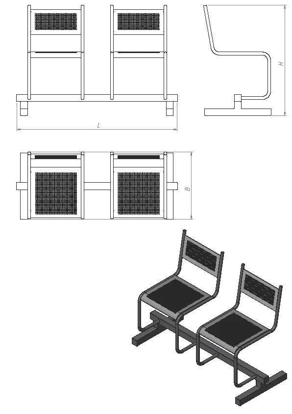 Metal section of two chairs (series SM.KV.2)