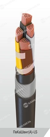 Power cable with copper conductors with cross-linked polyethylene insulation for voltage up to 1 kV of PvKaShvng(A)-LS grade acc