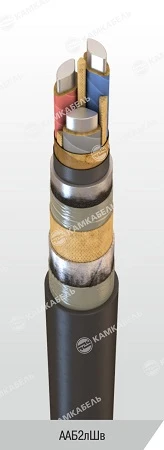 Power cable with aluminium conductors, with impregnated paper insulation, for voltage 3 kV of AAB2lShv grade according to TU 16.
