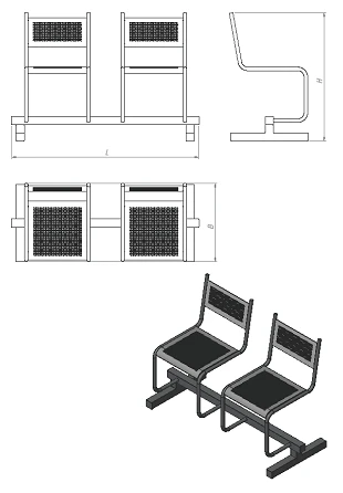 Perforated metal section of two chairs (series SP.KV.2)