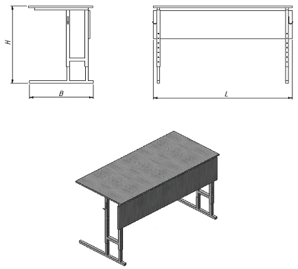 Adjustable two-seater pupil's desk (series PU.R.02)