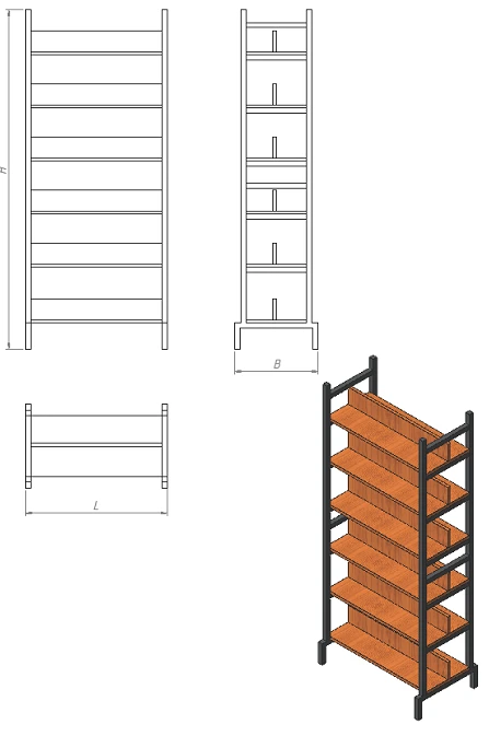 Double-sided library shelving unit (series SB.2)