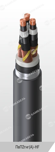 Power cable with copper conductors insulated with cross-linked polyethylene for voltage 6, 10, 15, 20, 30 and 35 kV grade PvP2gn