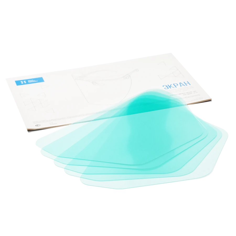 Screen "E3-"CELIT" polymeric transparent screen for eye and respiratory protection of dentist, 5 shields