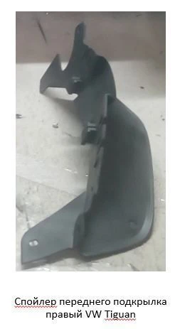 Front locker spoiler, right for VW Tiguan ***.805.946.X where *** is the vehicle code, X is the generation index of the componen
