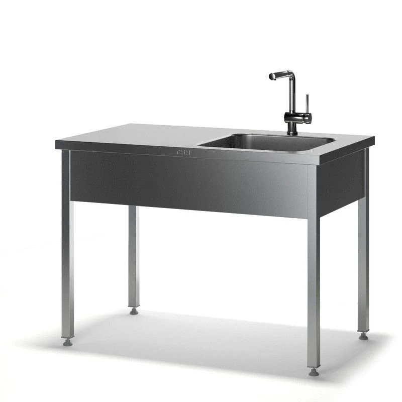 Collapsible table with one-piece sink and worktop MS-P-1 without stainless steel edge