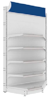 Wall-mounted corner shelving unit with perforated back panels 2250x1000x500, mark "SPEKTR LLC".