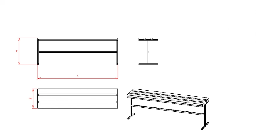 Metal-framed bench (SMK series)