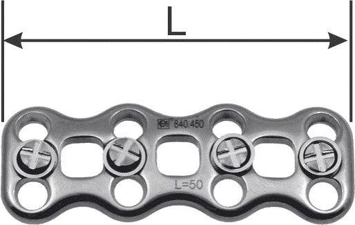 Neck plate, length 47 to 77 mm, article no. 840.4XX