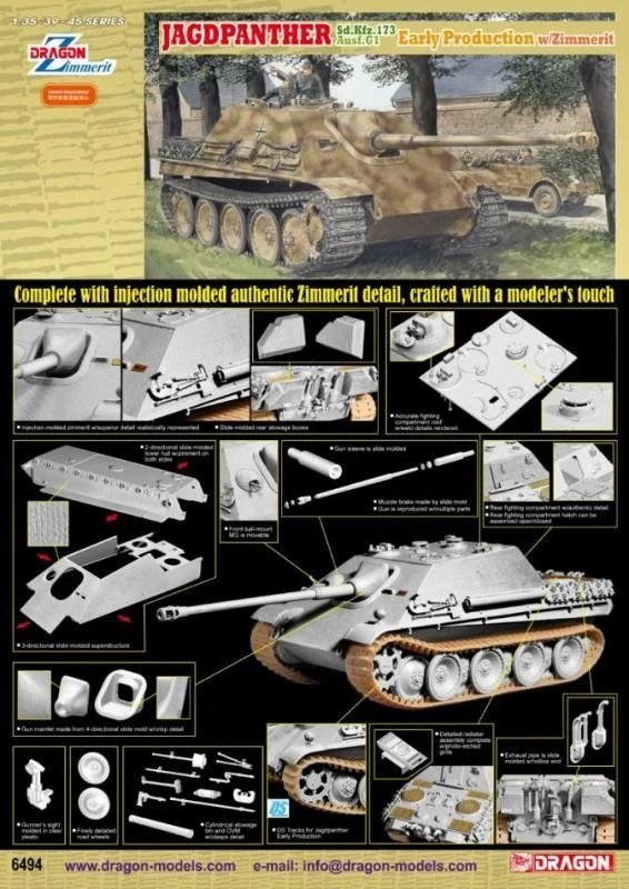 Assembled model Tank Jagdpanther Ausf.G1 Early Production w/Zimmerit