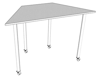 Table (trapezoid, rectangular, semicircular, square, drop) (adjustable/unadjustable)