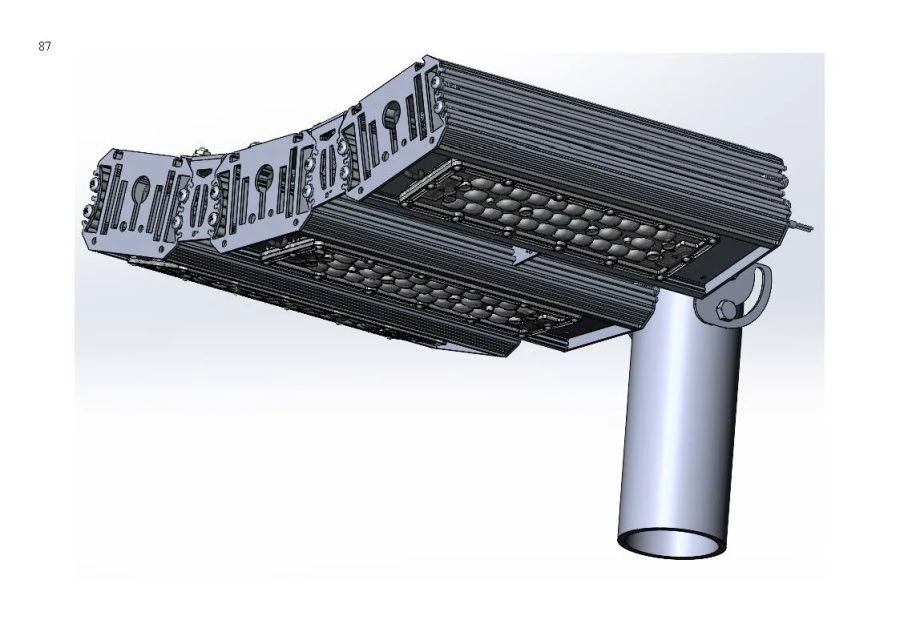 LED luminaire "Industrial Design MTM IoT" series CUBIC 140 Three modules Connection from sides 15 degrees Mounting Cantilever
