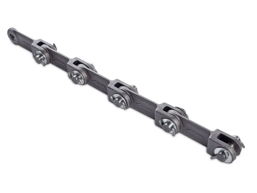 Collapsible traction fork chain with pin fixation with compression lock washer P2-80-290