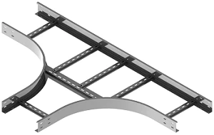 T-branch (tee) radius of self-supporting cable trunking LTI 000x00 T, with overall dimensions from 150x100 mm to 1000x175 mm, wi