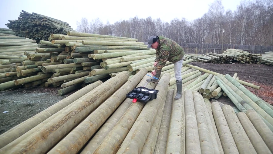 Wooden Support Elements for Overhead Power Lines 0.4-35 kV, 7.5 m, Preserved with CCA