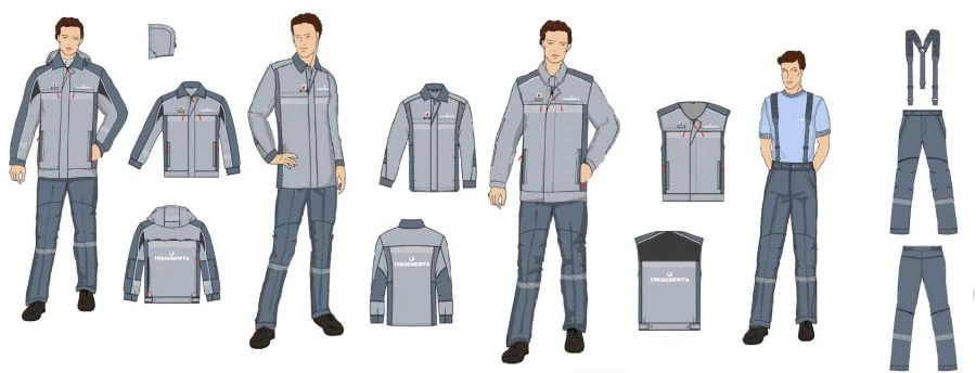 Men's sets for ITR (jacket, shirt-jacket, waistcoat, trousers) special for employees of the organisations of the system "Transne