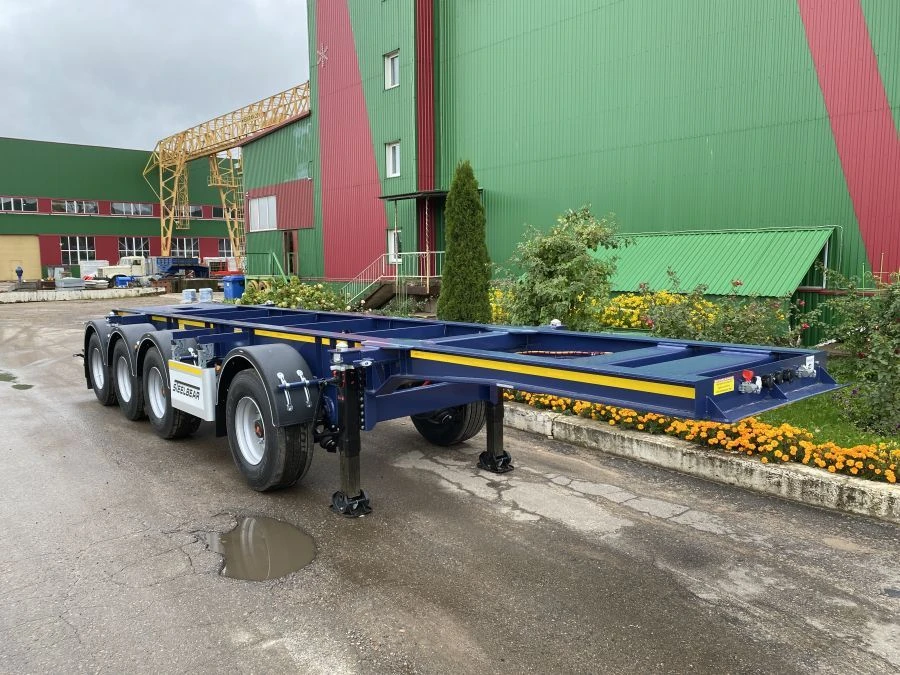 Four-axle semitrailer container carrier model PD-41 of modification PD-41P with axle unit BPW HSFALM 9010-15 V36 61.68.361.147QS