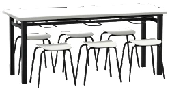 School dining table with 6 stools, No. 4 MGS3.044