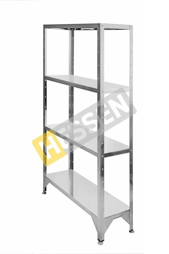 Metal shelving unit with solid shelves made of stainless steel C-1,8*9*6/4