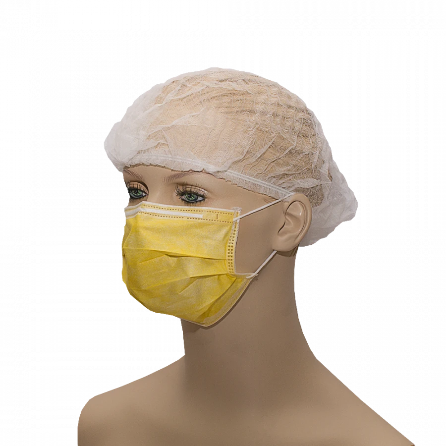 Non-sterile medical mask of non-woven materials "GEXA" (three-layer, with elastic band, yellow)