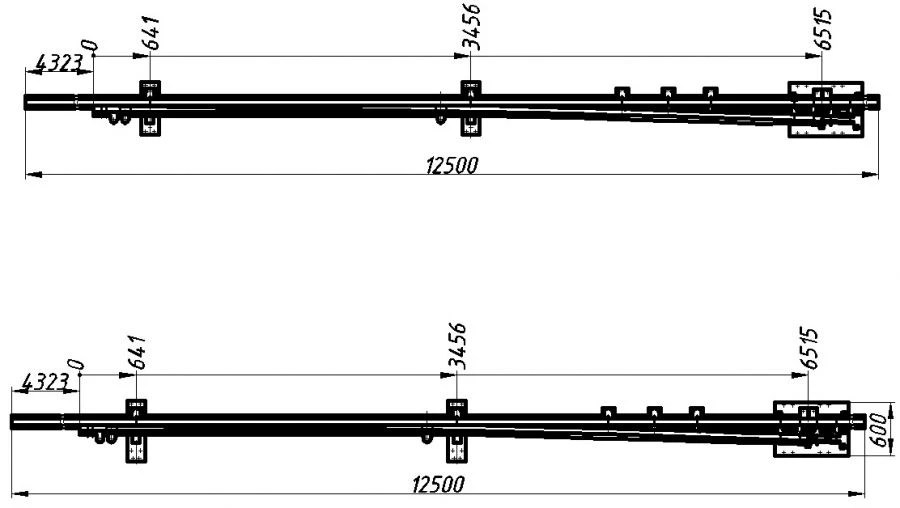 Frame rail with shank of P50 type P50 grade 1/11-1/9 (project SP574-06/-07/-08/-09/-10/-11; SP575-08/-09/-10/-11)