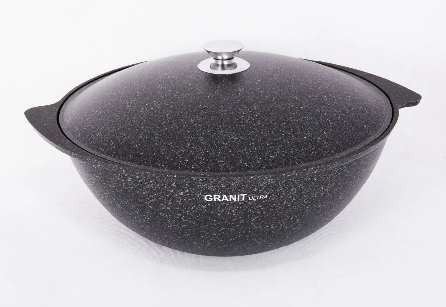 9L cast aluminium pilaf cauldron (with non-stick coating) Kukmara TM, with aluminium lid, "Granit ultra" line