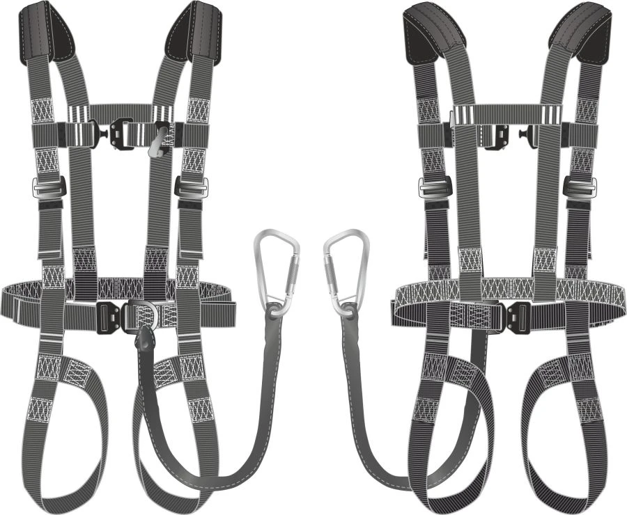 Safety harness for integration into fireman's uniform, model 7202.