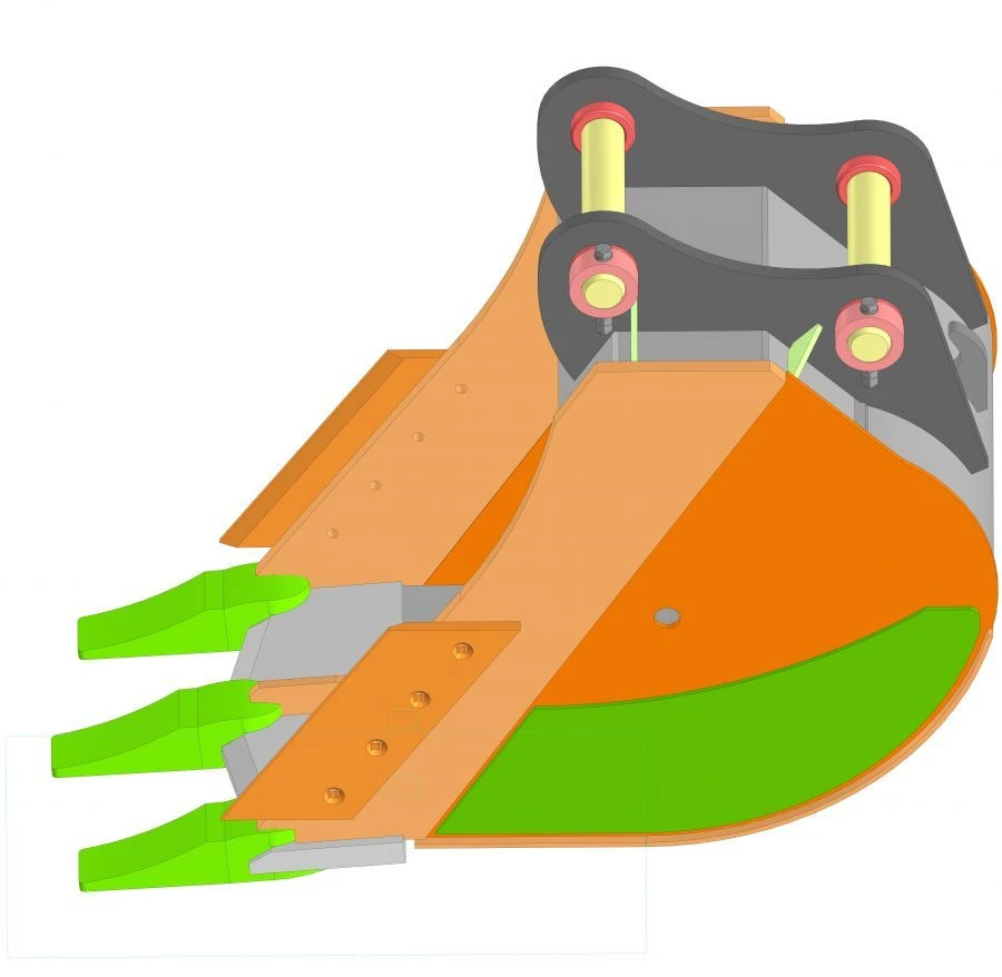 Rock digging bucket with volume V = 0.6 m3 for excavator RM-Terex TX220