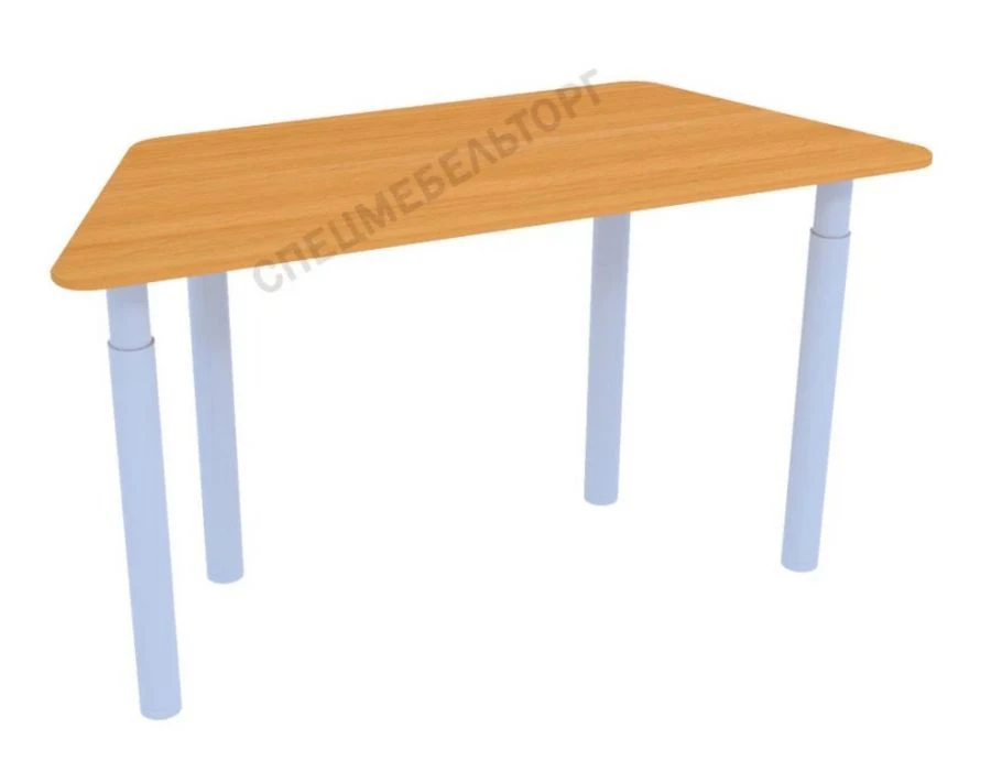 Height adjustable trapezium table