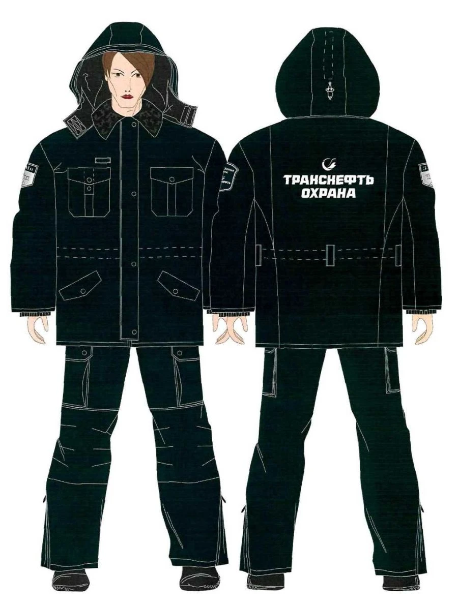 Suits for protection against mechanical effects and general industrial pollution of departmental security workers of PJSC "TRANS