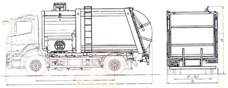 Side-loading rubbish truck model MK-4555-15