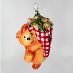 Handmade glass Christmas tree toy "Squirrel with nuts"